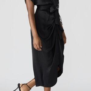 Steve Madden Tori Dress Elegant Black Midi Dress Long Sleve Size 12